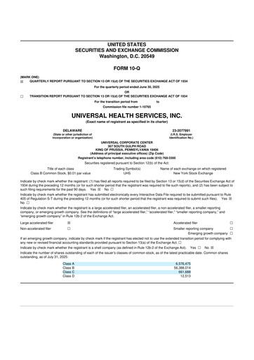 Thumbnail Universal Health Services
 10-Q Quarterly Report FY2025 