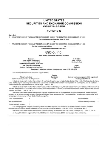 Thumbnail 89bio 10-Q Quarterly Report FY2025 