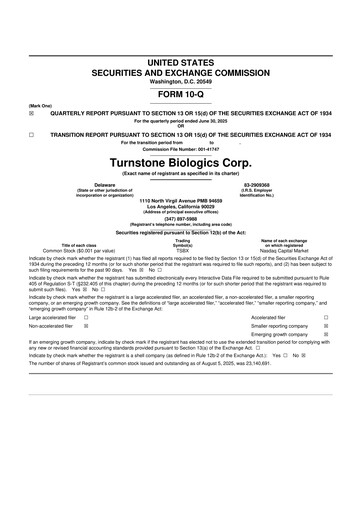 Thumbnail Turnstone Biologics 10-Q Quarterly Report FY2025 