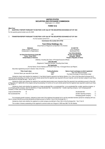 Thumbnail Yum China
 10-Q Quarterly Report FY2025 