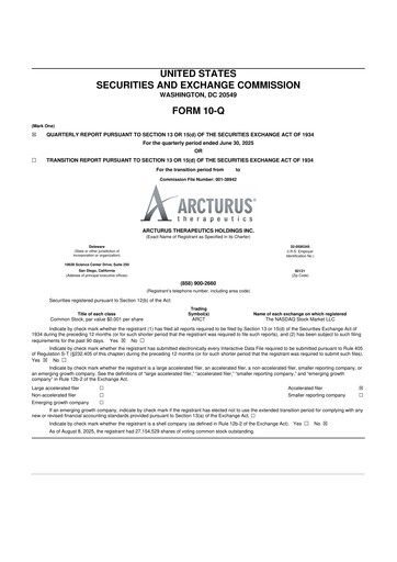 Thumbnail Arcturus Therapeutics
 10-Q Quarterly Report FY2025 