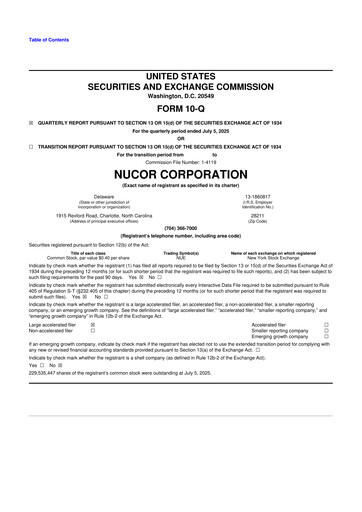 Vorschaubild Nucor
 10-Q Quartalsbericht 2025 