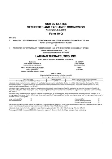 Thumbnail Larimar Therapeutics 10-Q Quarterly Report FY2025 