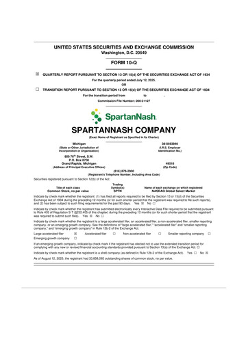 Thumbnail SpartanNash
 10-Q Quarterly Report FY2025 