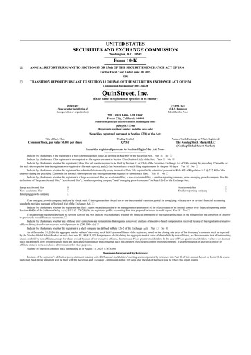 Thumbnail QuinStreet
 10-K Annual Report 