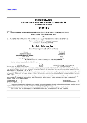 Thumbnail Ambiq Micro 10-Q Quarterly Report FY2025 
