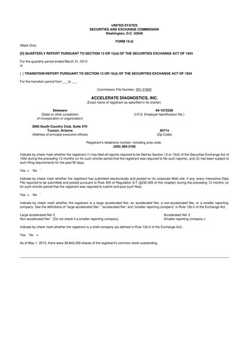 Thumbnail Accelerate Diagnostics 10-Q Quarterly Report FY2013 