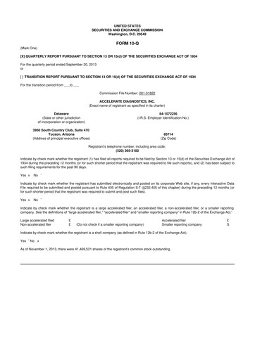Thumbnail Accelerate Diagnostics 10-Q Quarterly Report FY2013 