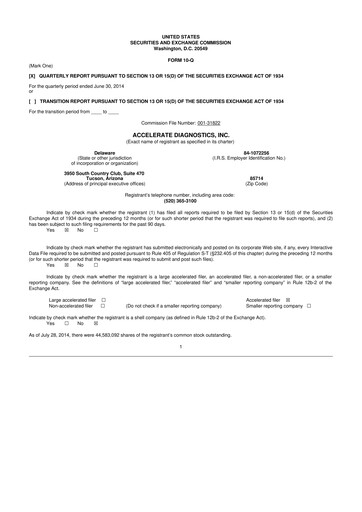 Thumbnail Accelerate Diagnostics 10-Q Quarterly Report FY2014 