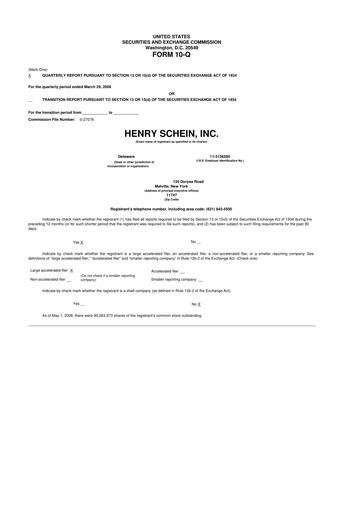 Thumbnail Henry Schein
 10-Q Quarterly Report FY 