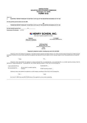 Thumbnail Henry Schein
 10-Q Quarterly Report FY 