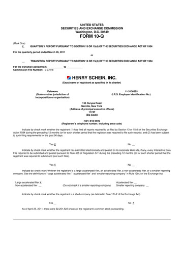 Thumbnail Henry Schein
 10-Q Quarterly Report FY2011 
