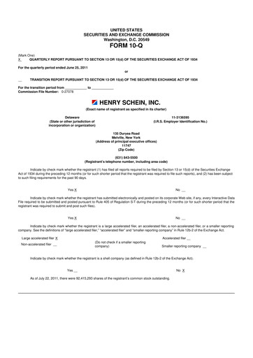 Thumbnail Henry Schein
 10-Q Quarterly Report FY2011 