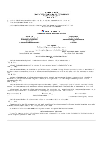 Thumbnail Henry Schein
 10-K Annual Report 2011