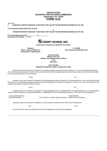 Thumbnail Henry Schein
 10-Q Quarterly Report FY2012 
