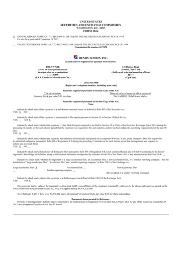 Thumbnail Henry Schein
 10-K Annual Report 2012