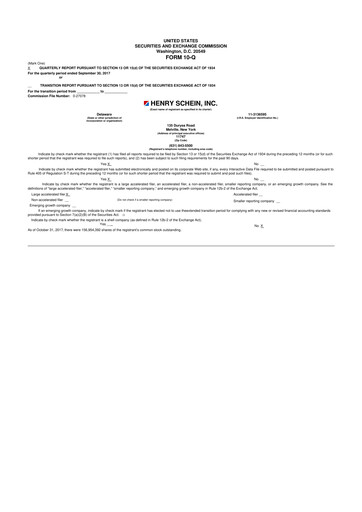 Thumbnail Henry Schein
 10-Q Quarterly Report FY2017 