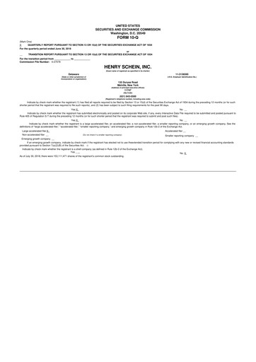 Thumbnail Henry Schein
 10-Q Quarterly Report FY2018 