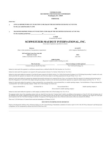 Thumbnail Mativ Holdings 10-K Annual Report 2012