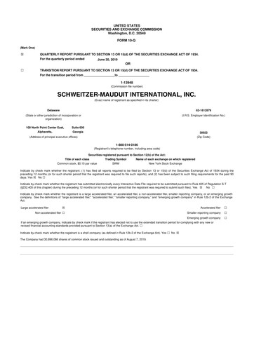 Thumbnail Mativ Holdings 10-Q Quarterly Report FY2019 