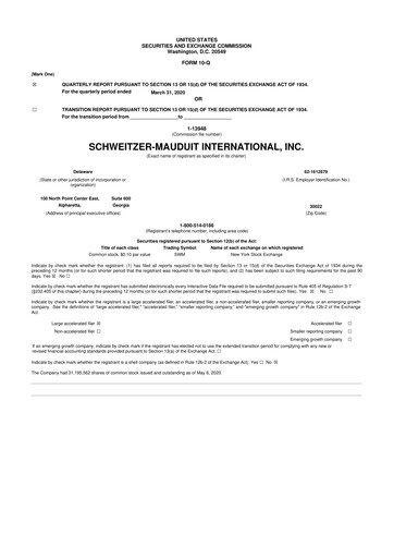 Thumbnail Mativ Holdings 10-Q Quarterly Report FY2020 
