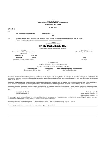 Thumbnail Mativ Holdings 10-Q Quarterly Report FY2026 