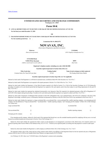 Thumbnail Novavax 10-K Annual Report 2020