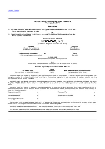 Thumbnail Novavax 10-Q Quarterly Report FY2026 