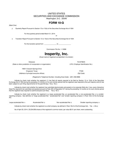 Thumbnail Insperity
 10-Q Quarterly Report FY2014 