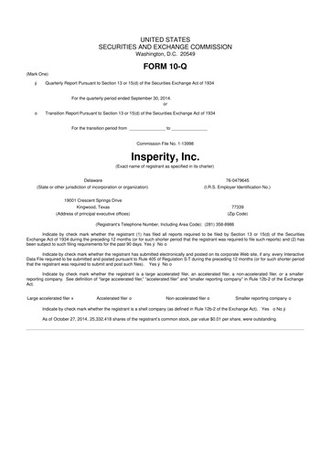 Thumbnail Insperity
 10-Q Quarterly Report FY2014 