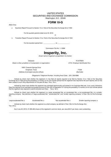 Thumbnail Insperity
 10-Q Quarterly Report FY2016 