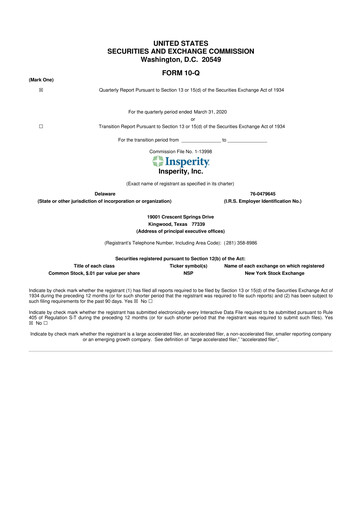 Thumbnail Insperity
 10-Q Quarterly Report FY2020 