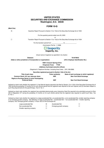 Thumbnail Insperity
 10-Q Quarterly Report FY2020 