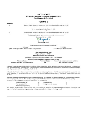 Thumbnail Insperity
 10-Q Quarterly Report FY 