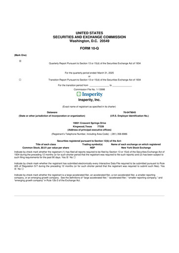 Thumbnail Insperity
 10-Q Quarterly Report FY 