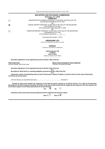 Thumbnail Credicorp 20-F Annual Report 