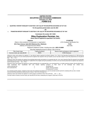 Thumbnail Riley Exploration Permian 10-Q Quarterly Report FY2024 