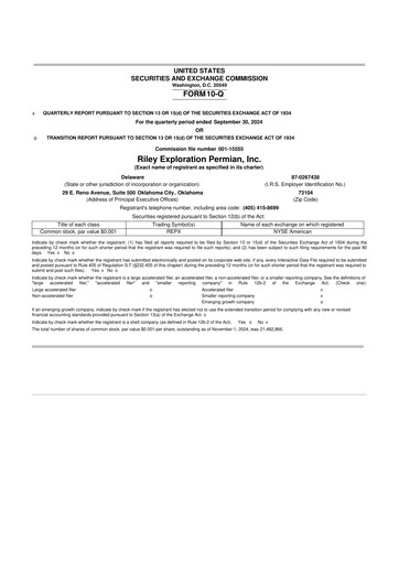 Thumbnail Riley Exploration Permian 10-Q Quarterly Report FY2024 