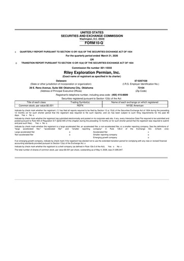 Thumbnail Riley Exploration Permian 10-Q Quarterly Report FY 