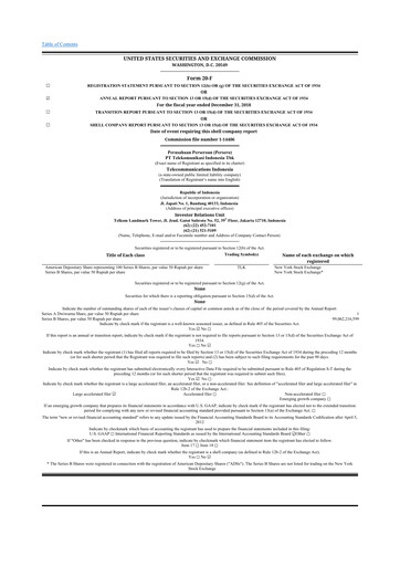 Vorschaubild Telkom Indonesia 20-F Jahresbericht 2018