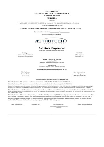 Thumbnail Astrotech 10-K Annual Report 2016
