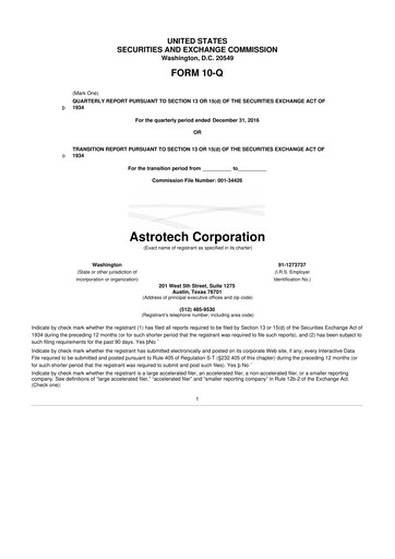 Miniature Astrotech 10-Q Rapport trimestriel 2017 