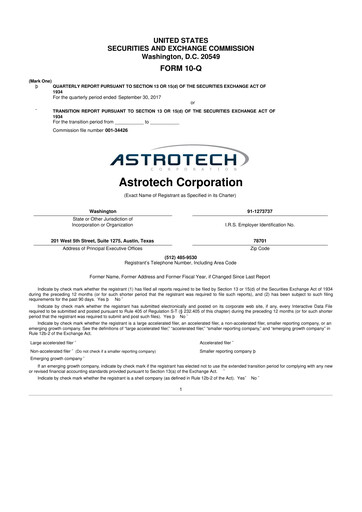 Miniature Astrotech 10-Q Rapport trimestriel 2018 