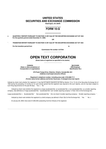 Thumbnail OpenText 10-Q Quarterly Report FY 