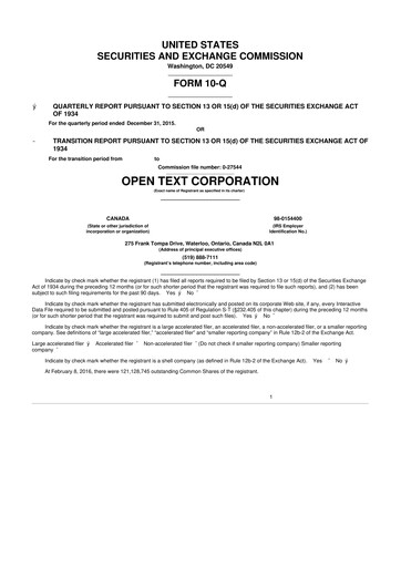 Thumbnail OpenText 10-Q Quarterly Report FY2016 