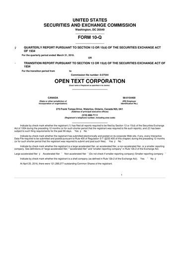 Thumbnail OpenText 10-Q Quarterly Report FY2016 