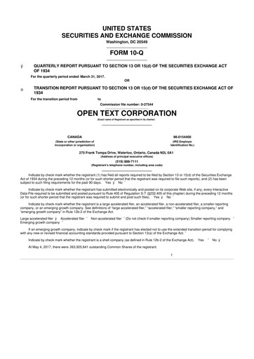 Thumbnail OpenText 10-Q Quarterly Report FY2017 