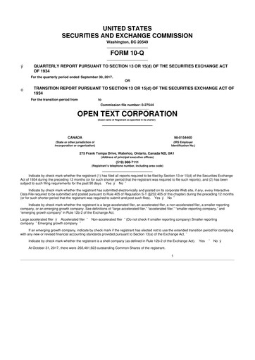 Thumbnail OpenText 10-Q Quarterly Report FY2017 