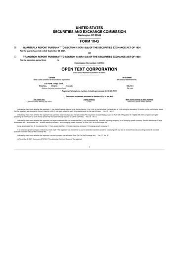 Thumbnail OpenText 10-Q Quarterly Report FY2022 