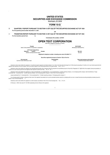 Thumbnail OpenText 10-Q Quarterly Report FY2022 